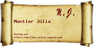 Mentler Júlia névjegykártya